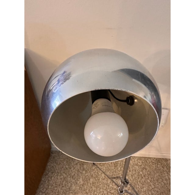 Metal 1950s Sonneman Style Eyeball, Tripod Floor Lamp in Chrome For Sale - Image 7 of 12
