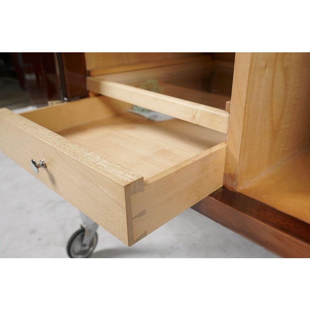 1930s Rare Kirby Beard Paris Art Deco Mahogany Bar Cabinet Trolley on Casters With Original Tray For Sale In Los Angeles - Image 6 of 8
