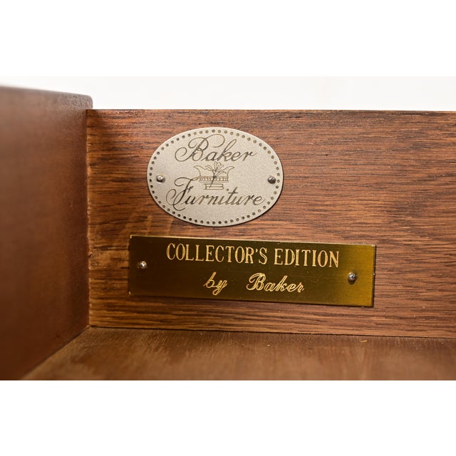 Wood Baker Furniture Mid-Century Hollywood Regency Campaign Satinwood Desk or Executive Credenza, Circa 1960s For Sale - Image 7 of 12