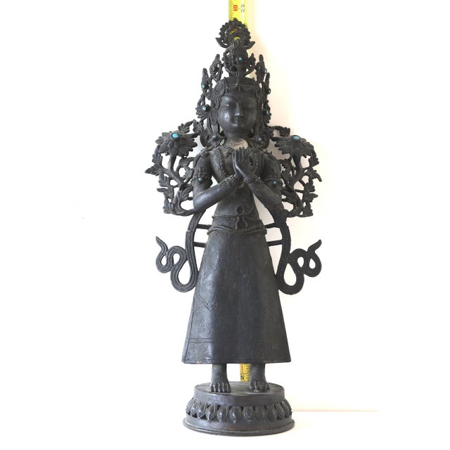 Antique 19th Century Bronze Tibetan Bodhisattva Signed For Sale - Image 14 of 15