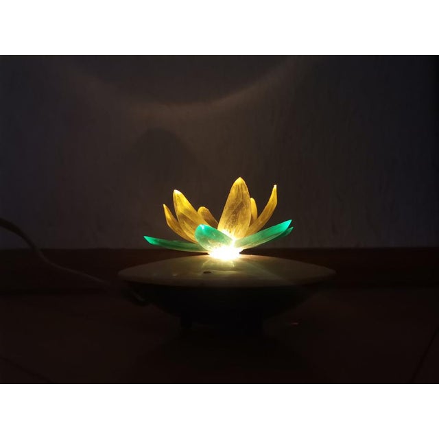 Brown Green Acrylic Water Lily Night Light Lamp, Eastern Europe, 1970s For Sale - Image 8 of 18