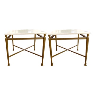 Jerome Side Tables in Reed Brass Finish by Michael Taylor, Set of 2 For Sale