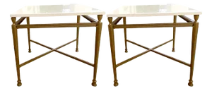 Jerome Side Tables in Reed Brass Finish by Michael Taylor, Set of 2