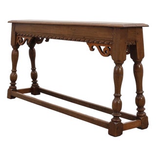 Antique Jacobean Carved Oak Bench, 1600s For Sale