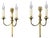 French Art Deco Brass Twin-Arm Sconces, 1930, Set of 2 For Sale
