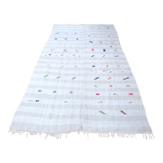 1960s Vintage Handmade Traditional Hemp Kilim Rug For Sale