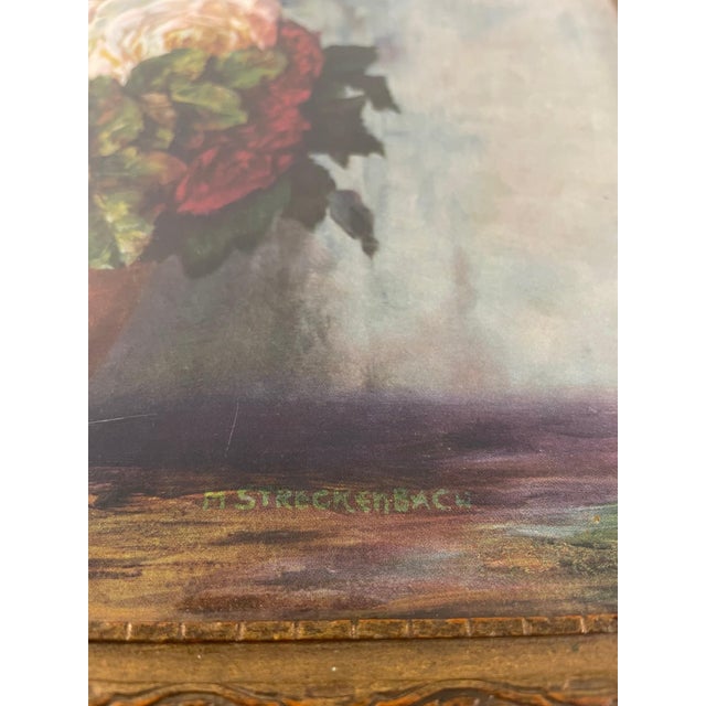 1940s 1940s Large Floral Mirrored Wooden Jewelry, Trinket or Stationary Box For Sale - Image 5 of 12