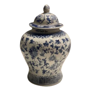 Late 20th Century Chinese Blue & White Porcelain Ginger Jar, Stamped