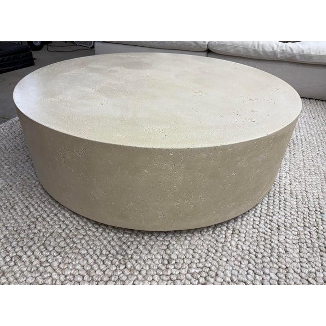 Contemporary Rh Ixtapa Round Coffee Table – 48” Limestone Finish (Indoor / Outdoor) For Sale - Image 3 of 16