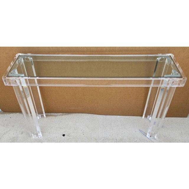 Vintage 1970s Mid-Century Modern Lucite Console Sofa Table For Sale - Image 4 of 13