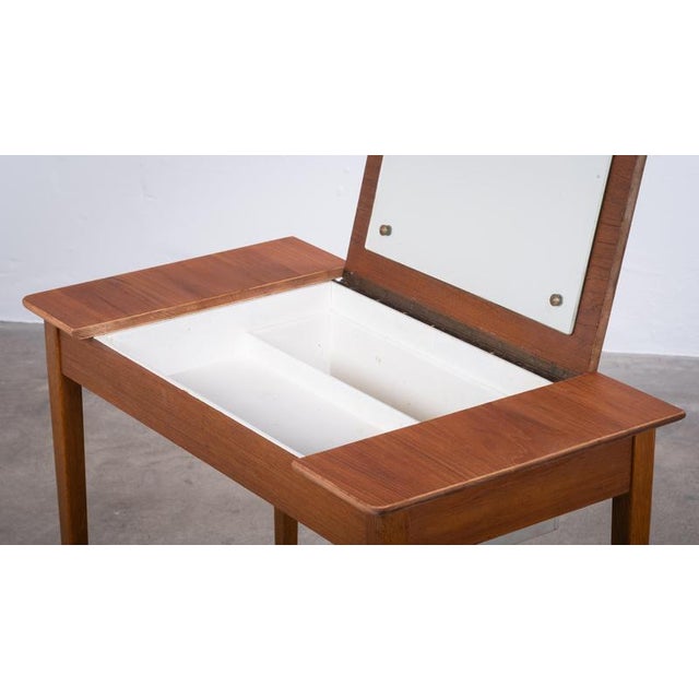 Danish Modern Teak Vanity Table with Mirror, 1960s For Sale - Image 4 of 13