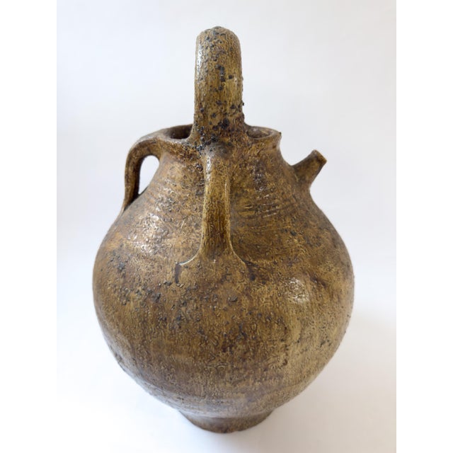 Antique French Glazed Terracotta Walnut Oil Jug (Cruche) With Four Handles, C. 1900 For Sale - Image 6 of 17