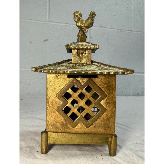 Rare Antique French Pagoda Rooster Banque Coin Still Dime Penny Brass Bank For Sale - Image 9 of 9