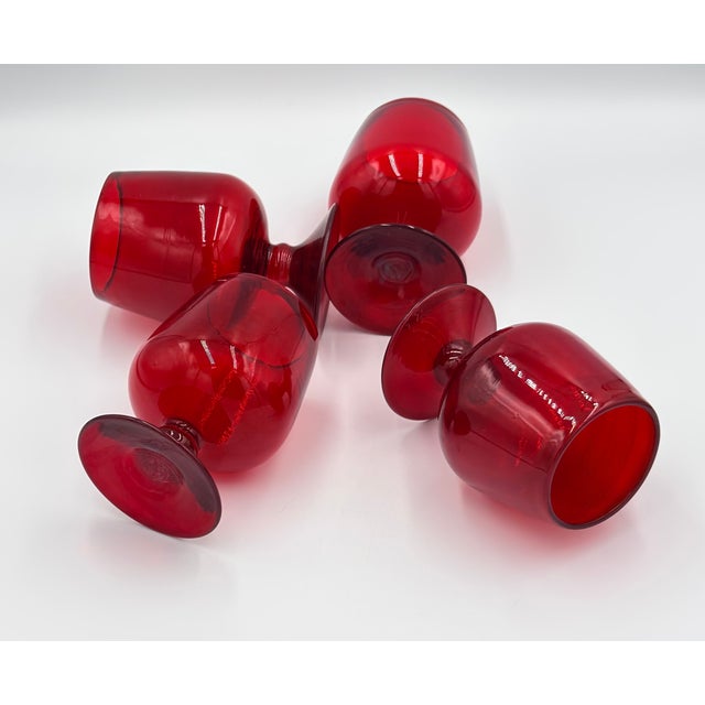 Discover this stunning vintage BLENKO hand-blown red art glass snifter set, a true treasure for any enthusiast or...