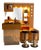 Italian Modern Dry Bar Unit with Mirror, Brass Accents and Stools, 1970s, Set of 3 For Sale