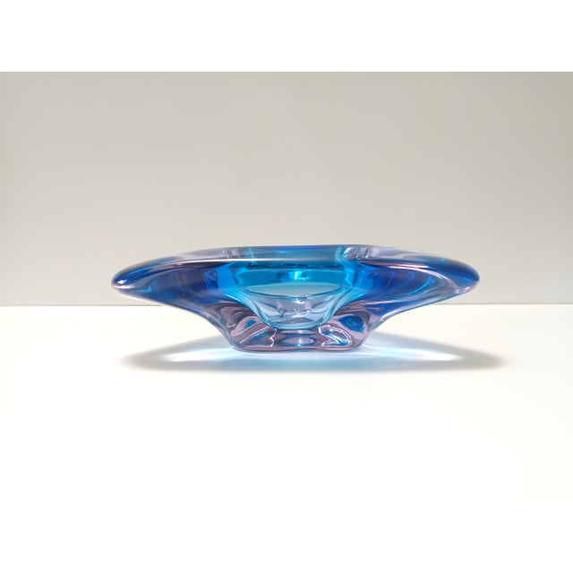 Large Triangular Blue Murano Glass Trinket Bowl, Italy, 1970s For Sale - Image 6 of 9