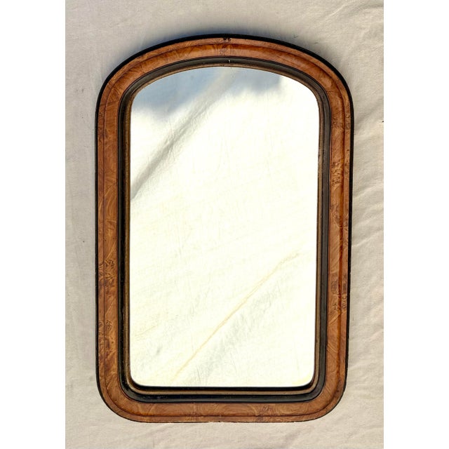 Brown Antique 19th C. Louis Philippe Faux Burl Tortoiseshell Style Cushion Mirror For Sale - Image 8 of 12