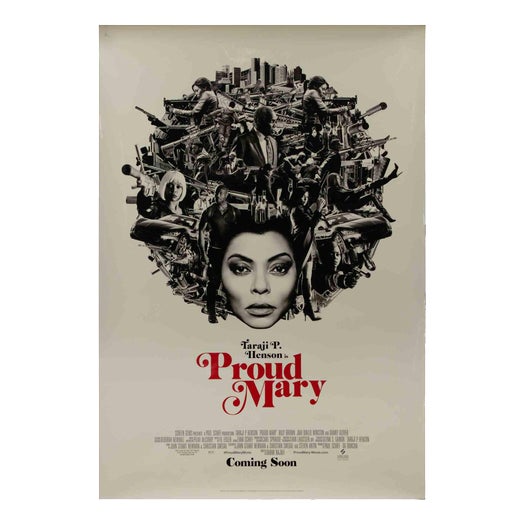 Proud Mary Movie Poster in Monochrome Collage, Italy, 2018 For Sale