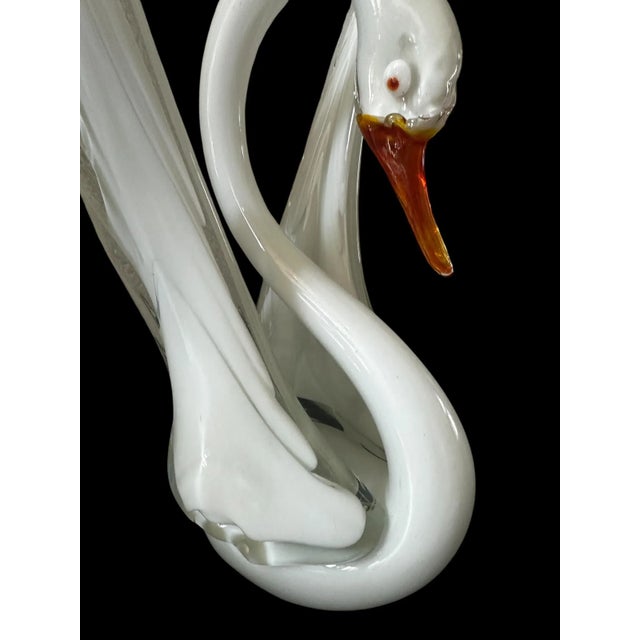 Italian Rare Vintage Seguso Murano Glass Swan Sculpture – Mid-Century Italian Glass Art For Sale - Image 3 of 5