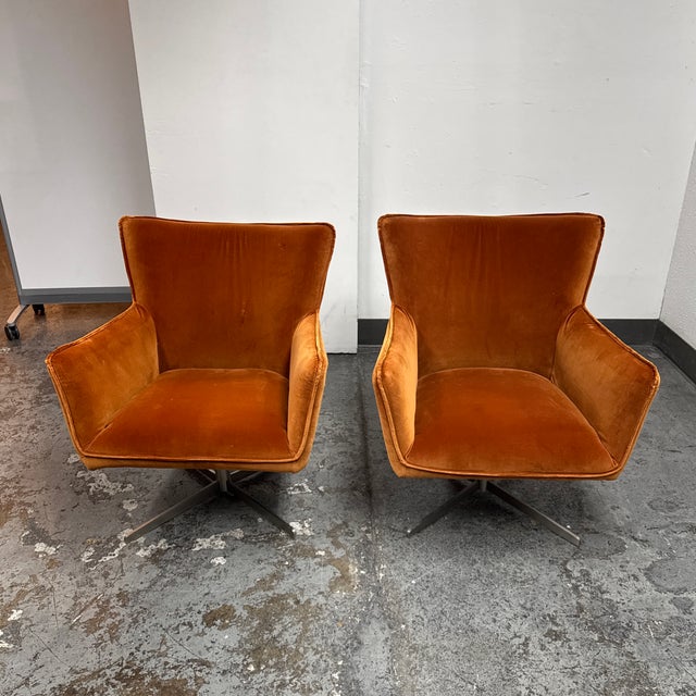 Mid-Century Modern Four Hands Jacob Swivel Chairs, Pair For Sale - Image 3 of 12