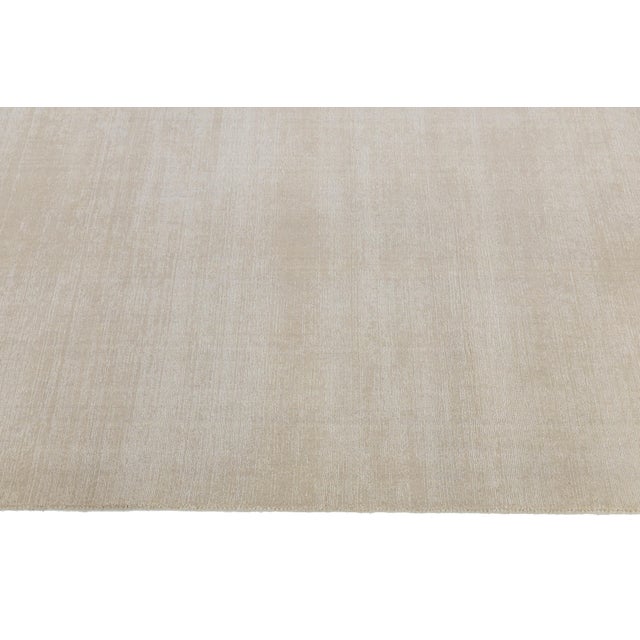 12x18 Modern Handmade Solid Beige Oversized Area Rug - 100% Wool For Sale In New York - Image 6 of 9