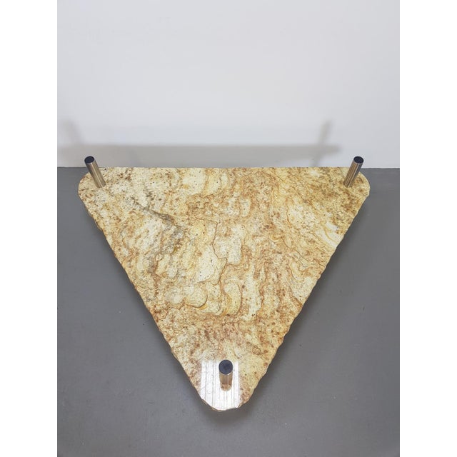 Brutalist Triangle Coffee Table in Marble and Stainless Steel, 1970s For Sale - Image 9 of 12