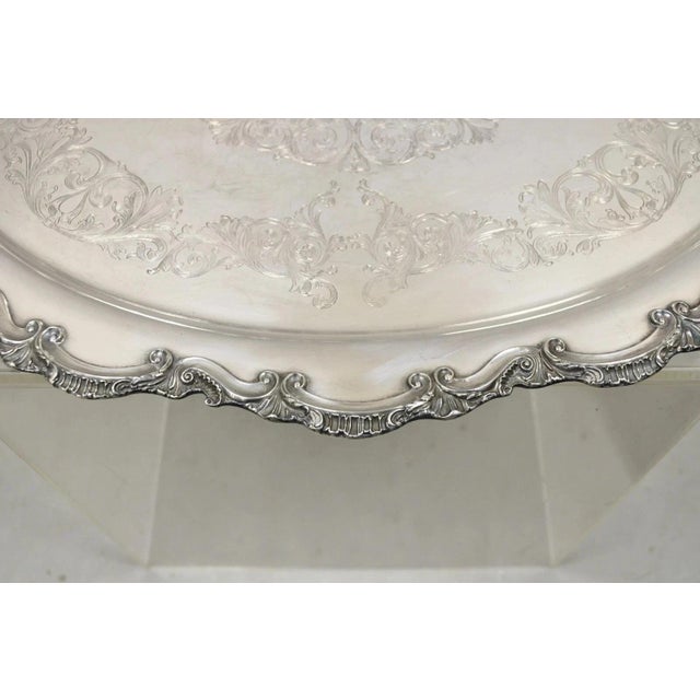 Antique English Victorian Silver Plated Large Oval Serving Platter Bar Tray For Sale In Philadelphia - Image 6 of 11