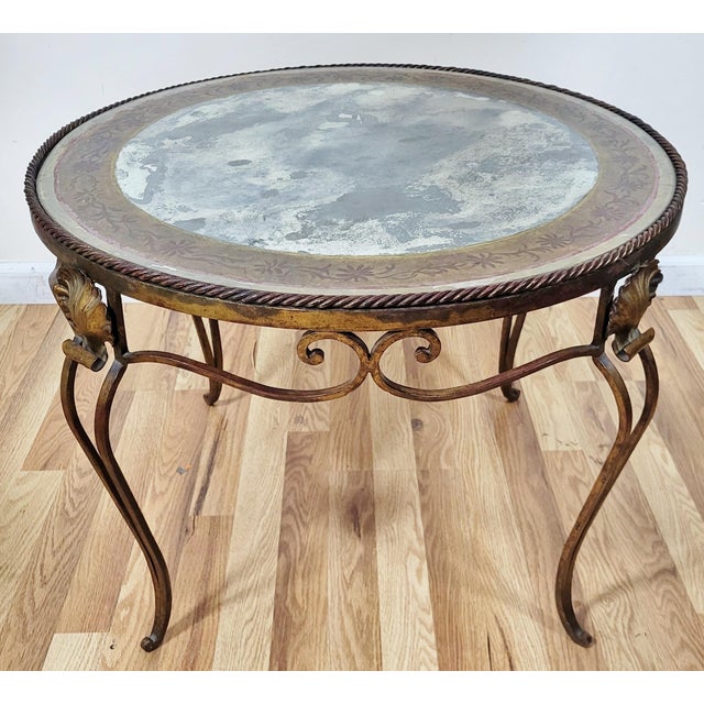 Mid-Century Modern Vintage Italian Mid-Century Modern Gilt Metal & Mirror Round Coffee Table For Sale - Image 3 of 10