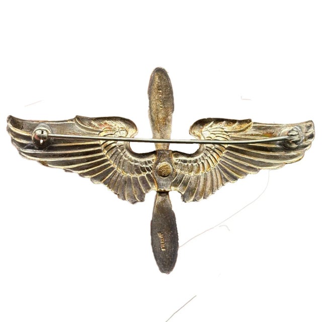 Metal Wwii Usa Air Corps Force Sterling Silver Brooch Pin Badge by Meyer For Sale - Image 7 of 8