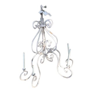 1940s Wrought Iron Chandelier, Unwired For Sale