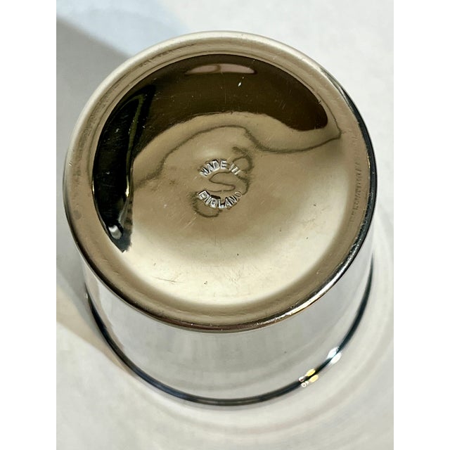 Pair Vintage Art Deco English Silver Plate Tumbler Cups With Gilded Interiors For Sale - Image 14 of 16