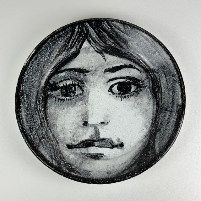 Patrick Swift Charger Plate of B&w Portrait of Girl, Circa 1977 For Sale - Image 4 of 8