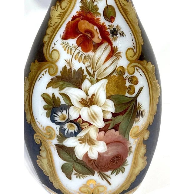 Paint 19th Century Opaline Floral Vases, Attributed Jean François Robert for Baccarat - a Pair For Sale - Image 7 of 11