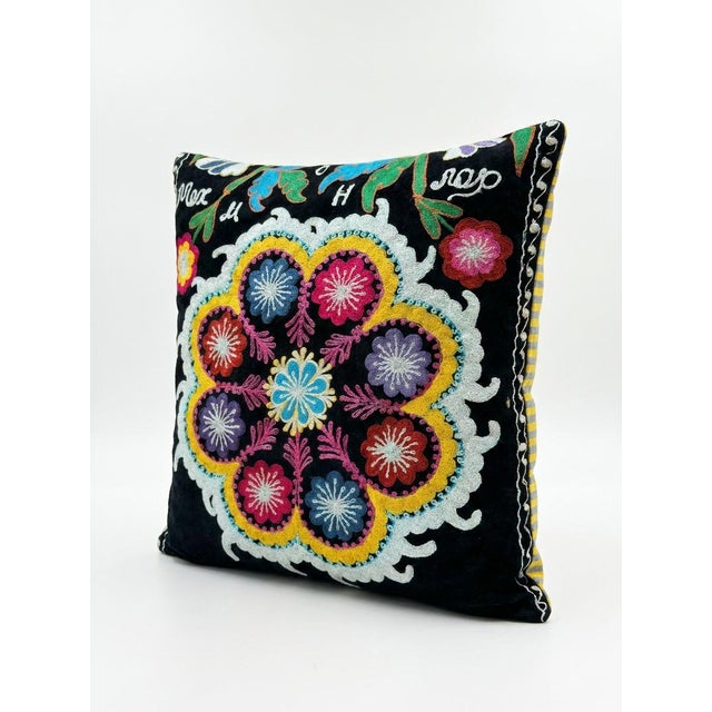 Mid-Century Modern Tashkent Suzani Pillow Cover 17'' X 18'' For Sale - Image 3 of 4