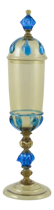 Large Italian Lidded Vase in Blue and Smoky Art Glass, 1930