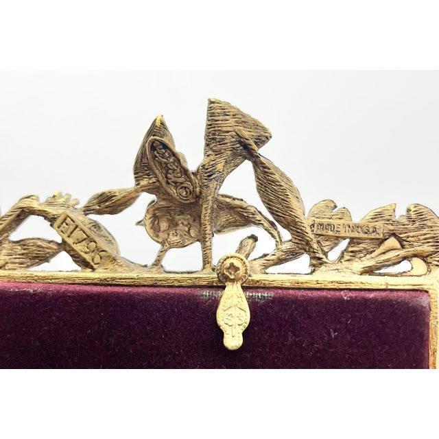 1960s Matson Ormolu Bird Dogwood Flower Gold Tone Rectangle Picture Frame For Sale - Image 9 of 10