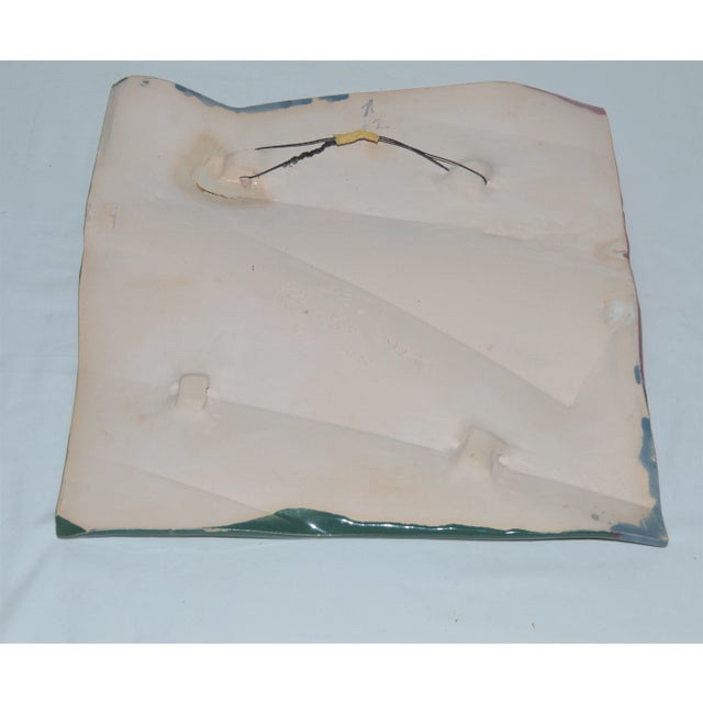 Ceramic 1980s Anne Lindstrom Postmodern Biomorphic Sculpture Ceramic Tile Wall Plaque Hanging For Sale - Image 7 of 9