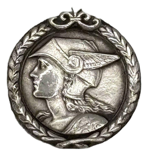 1930s French Pewter Art Deco Medallion Struck With the Face of Mercury Pedant Pin