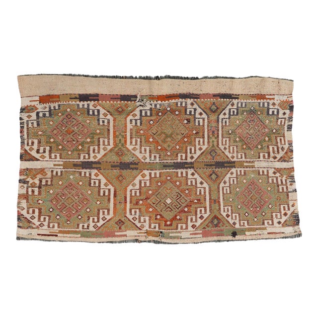 Small Vintage Embroidered Kilim Rug - 2`7″ X 4`5″ Ft. For Sale