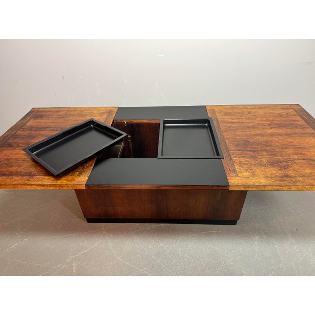 Mid-Century Modern Mid-Century Sliding Bar Coffee Table in Wood with Concealed Bar Compartments by E. Pedersen, Denmark, 1960s For Sale - Image 3 of 14