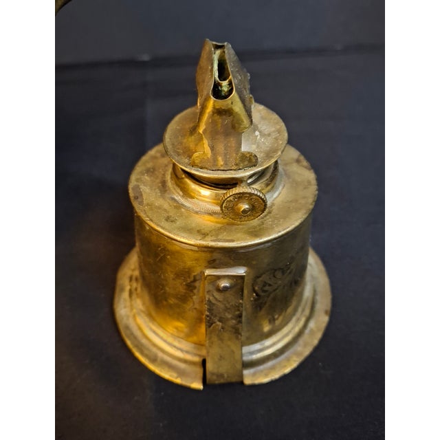 Metal Antique Brass Onion Globe Ship Marine Lantern Sherwoods Burner C. 1870s Matthew J King Provenanceer For Sale - Image 7 of 17