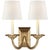 Chapman & Myers for Visual Comfort Signature Flemish Double Sconce in Gilded Iron with Linen Shades For Sale