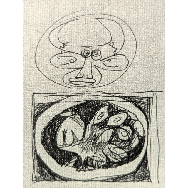Black David Adickes Early Modern Black & White Abstract Figurative Sketchbook Page Drawing, Mid 20th Century For Sale - Image 8 of 9