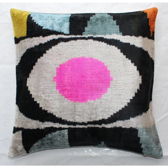 Contemporary Handmade Velvet Ikat Pillow For Sale - Image 12 of 12