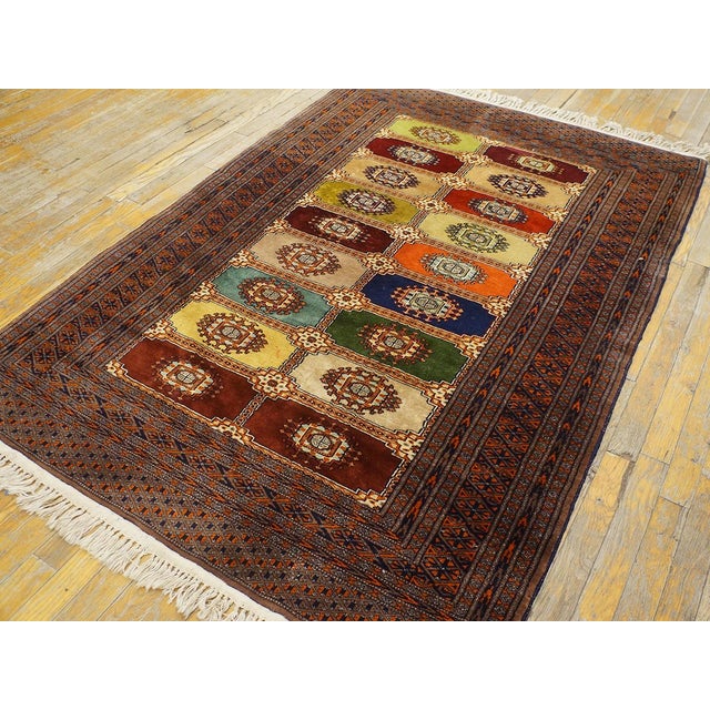 Antique Baluch-Turkmen Rug, Size: 4'0" x5'8" Baluch A name given to (mostly) pile rugs woven by Indo-European Tribal...