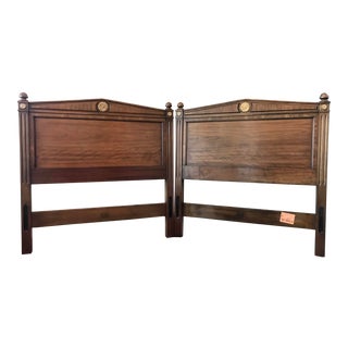 Federalist Walnut and Gold Twin Beds by Kindel - a Pair For Sale