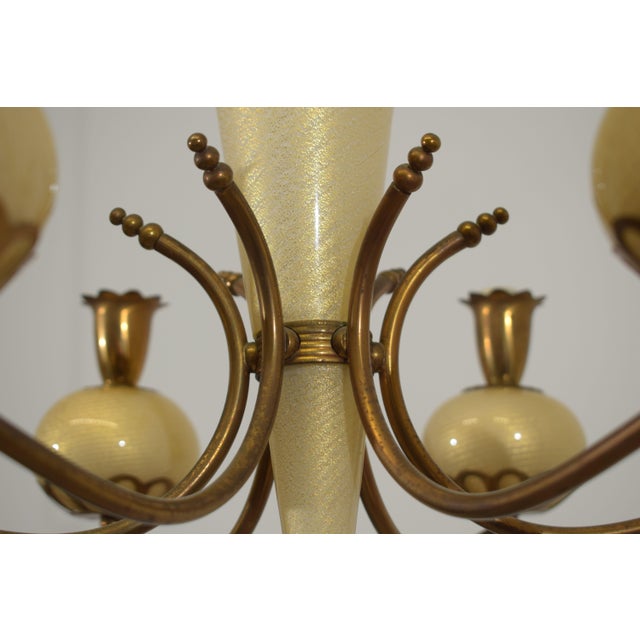 Murano Glass and Brass Chandelier from Barovier & Toso, 1950s For Sale - Image 9 of 15