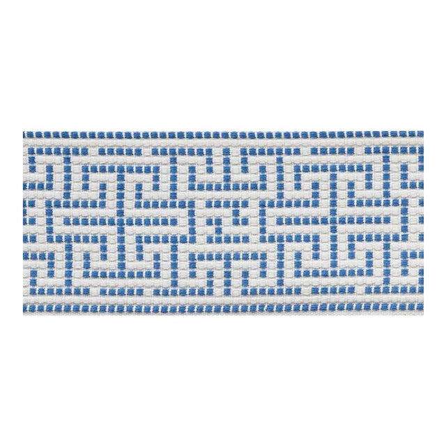 Sample - Schumacher Maze Tape Indoor & Outdoor in Blue For Sale