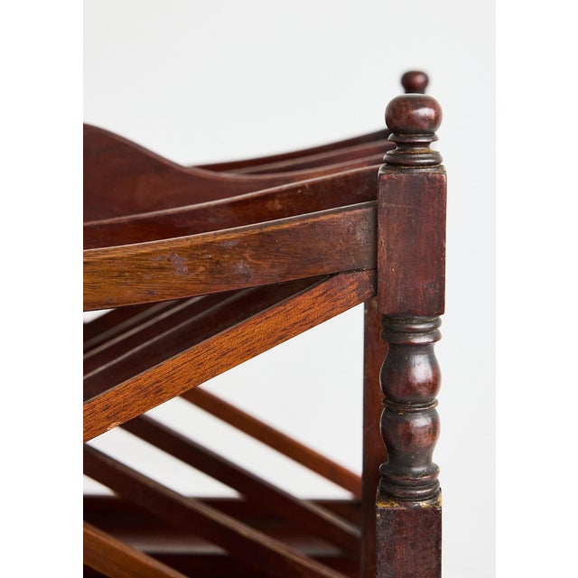 Large English Regency Mahogany Canterbury Magazine Rack With Drawer, 19th Century For Sale - Image 13 of 16