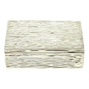 Vintage Signed Textural Silver-Plate Bamboo Design Hinged Box French Restored
